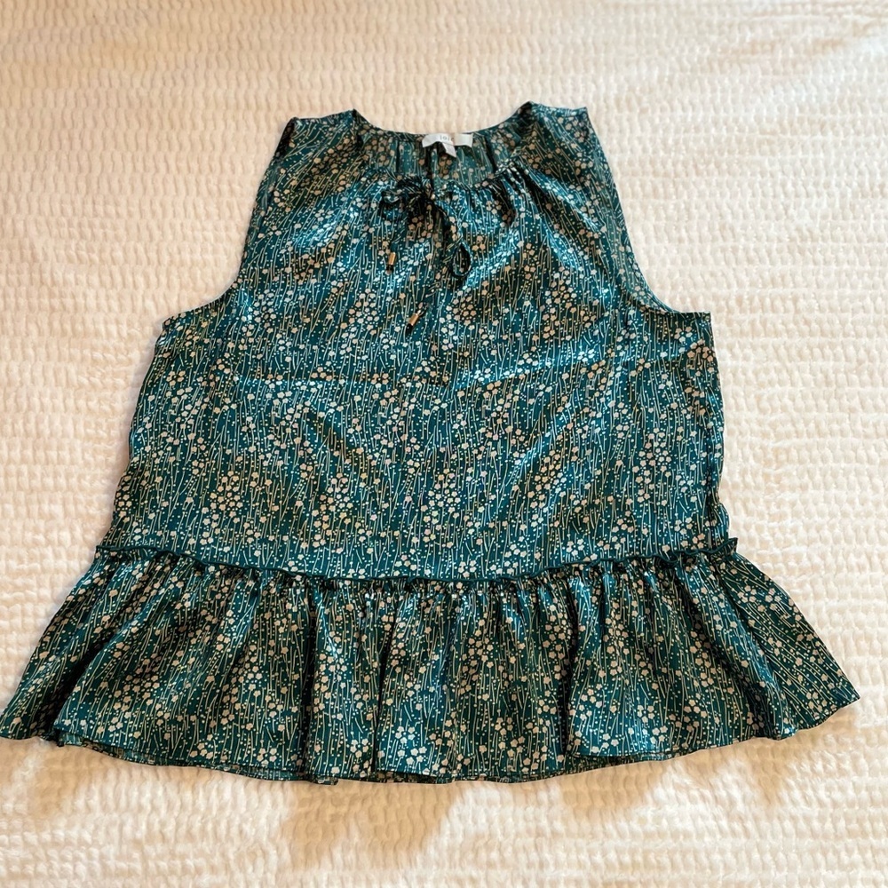 Joie | Women’s Jevan Satin Top | Teal Floral Sleeveless Top | Women’s Top | NWOT - Picture 4 of 12